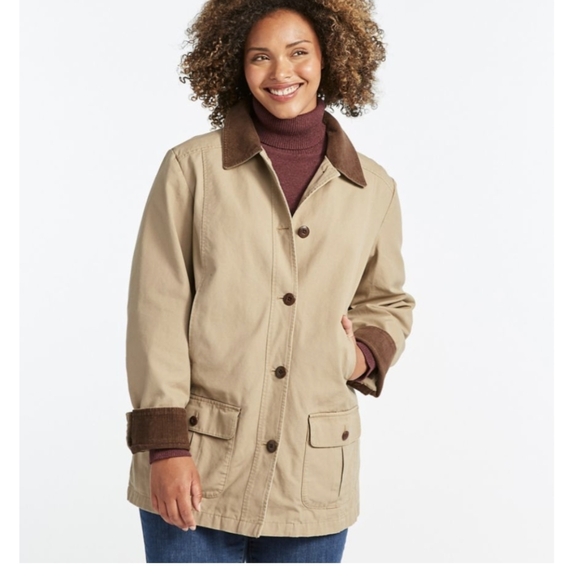 L.L. Bean Jackets & Blazers - LL Bean Adirondack Barn Coat Flannel Lined Sz.L Tan